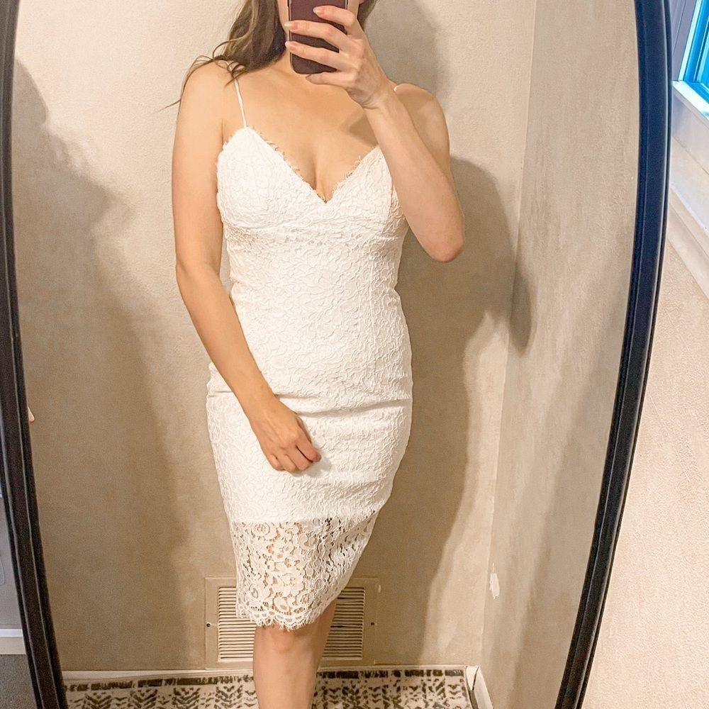 Bardot Sienna Lace Midi Dress Ivory 6